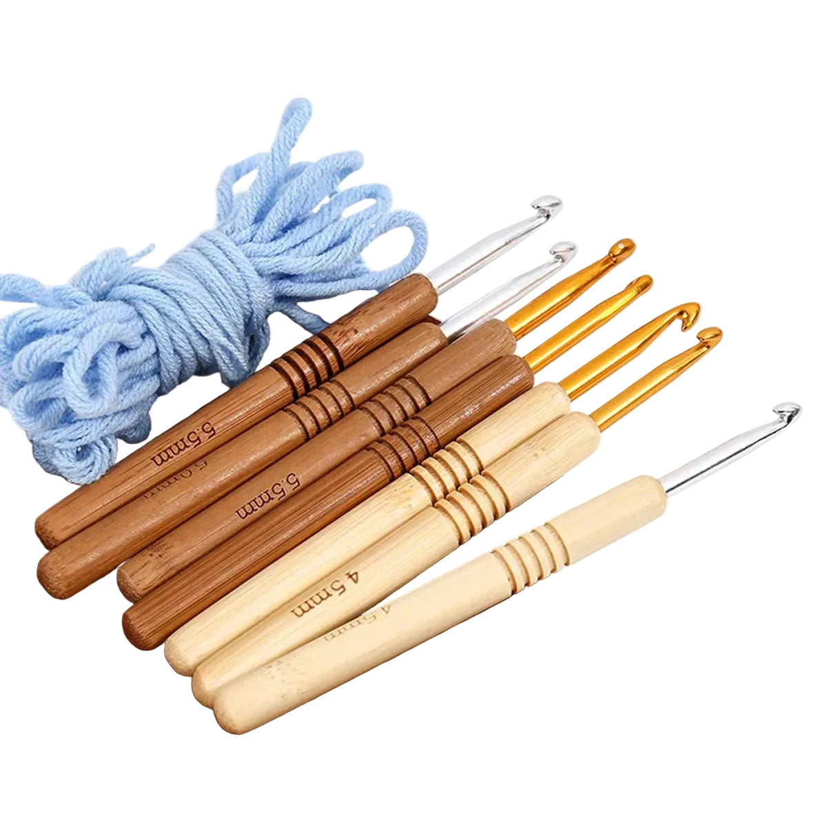 Weaveyland Set de 9 Crochets à Crochet en Aluminium avec Manche en Bois – Aiguilles pour Tricot et Loisirs Créatifs