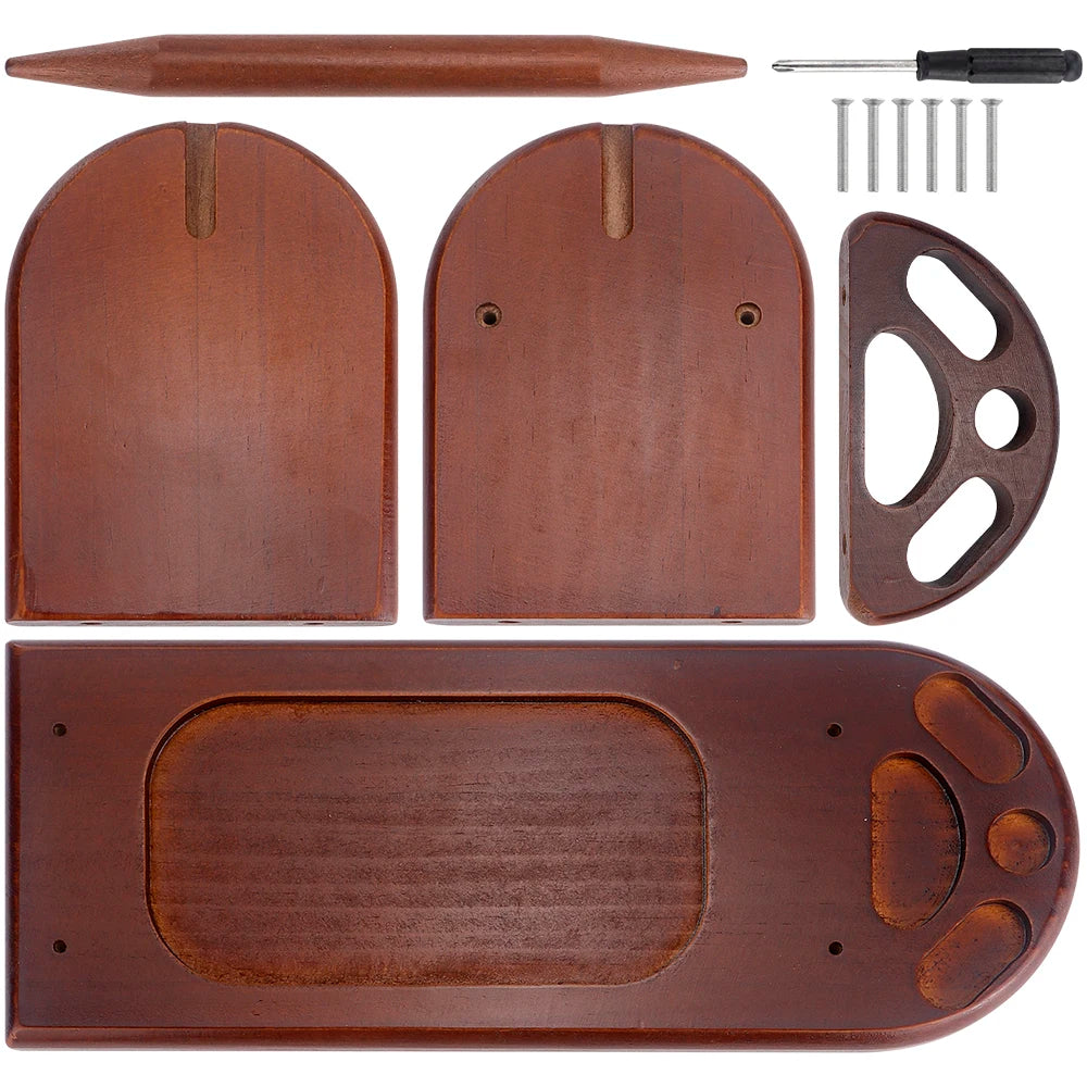 Weaveyland Porte-Laine en Bois Rouge Bordeaux – Support Rotatif avec Rangement pour Tricot et Crochet