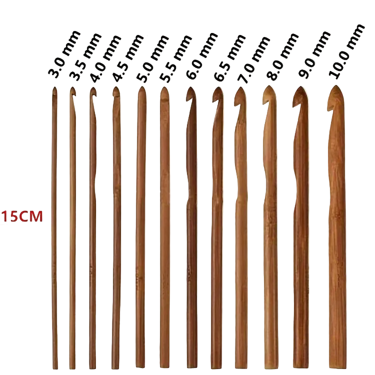 Weaveyland Set de 12 Crochets à Crochet en Bambou – Tailles 3 à 10 mm, Outils pour Tricot et Crochet