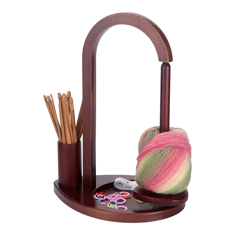 Weaveyland Porte-Laine Magnétique en Bois Rotatif à 360° – Organisateur de Pelote avec Rangement pour Crochet