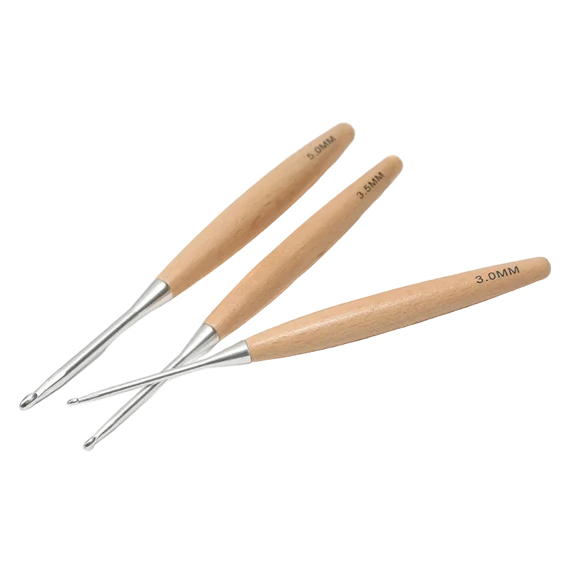 Weaveyland Set de 11 Crochets à Crochet avec Manche en Bois – Aiguilles pour Tricot et Travaux Manuels