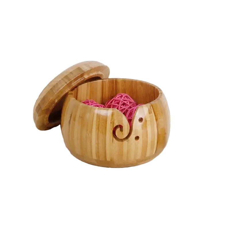Weaveyland Bol à Laine en Bambou 13 x 8 cm – Organisateur de Pelote pour Tricot et Crochet
