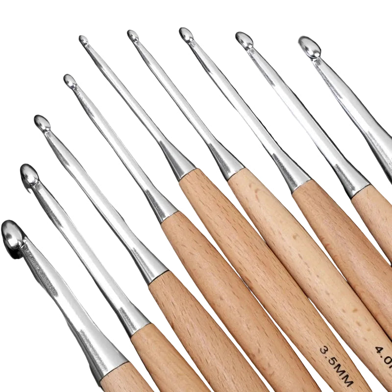 Weaveyland Set de 13 Crochets à Crochet en Bois – Tailles 3 à 12 mm, Manche Poli