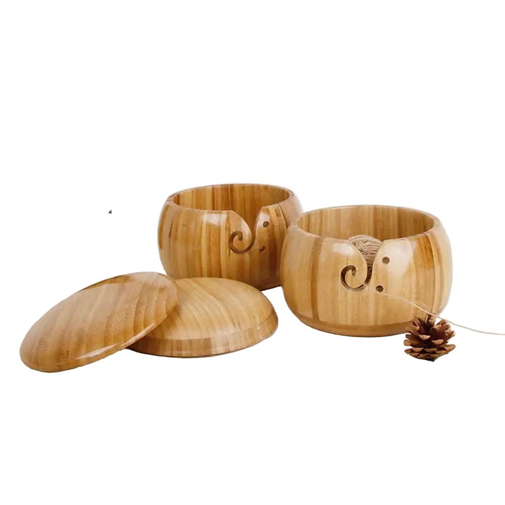Weaveyland Bol à Laine en Bambou 13 x 8 cm – Organisateur de Pelote pour Tricot et Crochet