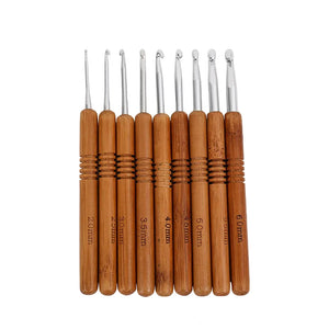 Weaveyland Set de 9 Crochets à Crochet en Aluminium avec Manche en Bois – Aiguilles pour Tricot et Loisirs Créatifs
