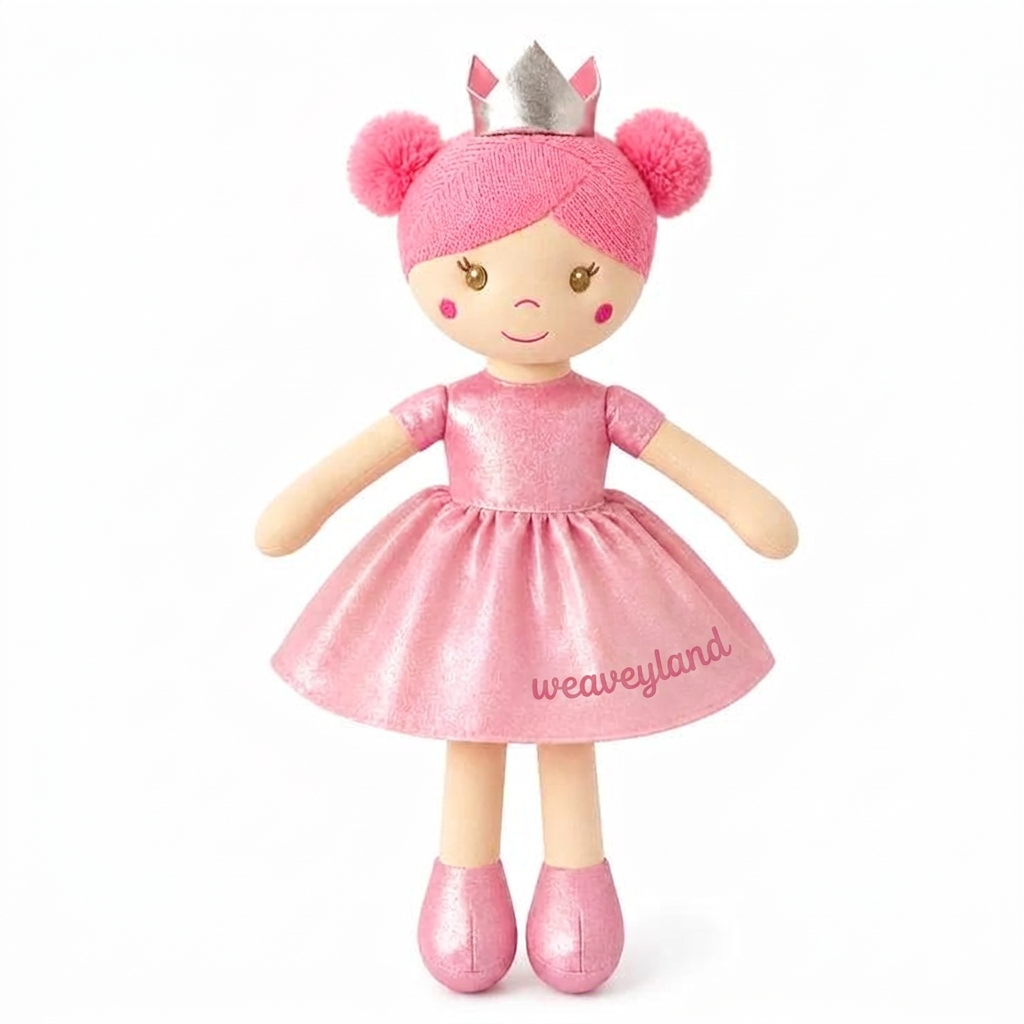 Weaveyland Poupée Princesse en Tissu Rose avec Couronne et Robe